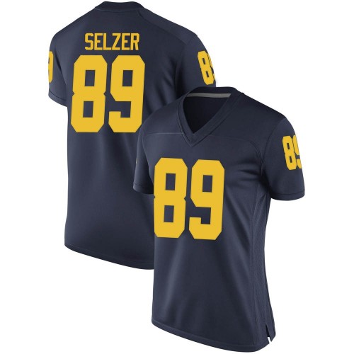 Carter Selzer Michigan Wolverines Women's NCAA #89 Navy Game Brand Jordan College Stitched Football Jersey TGE0754VX